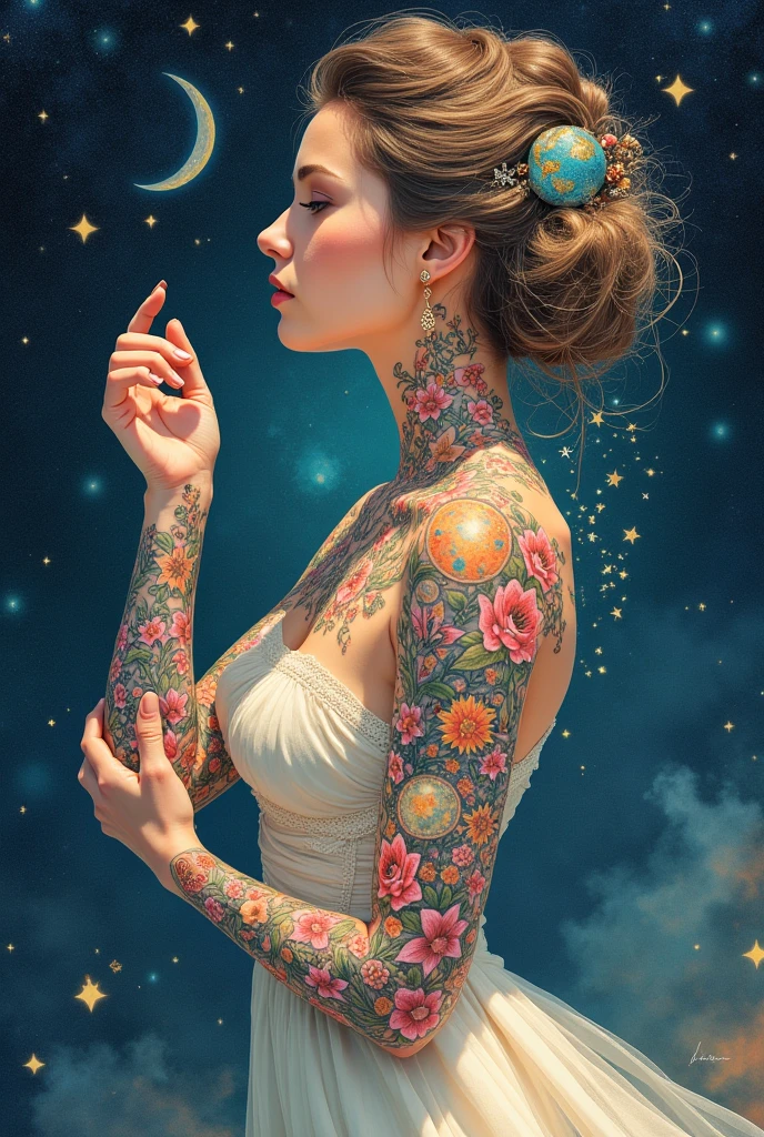 Tattoos ideas with an ethereal and scientific style 
