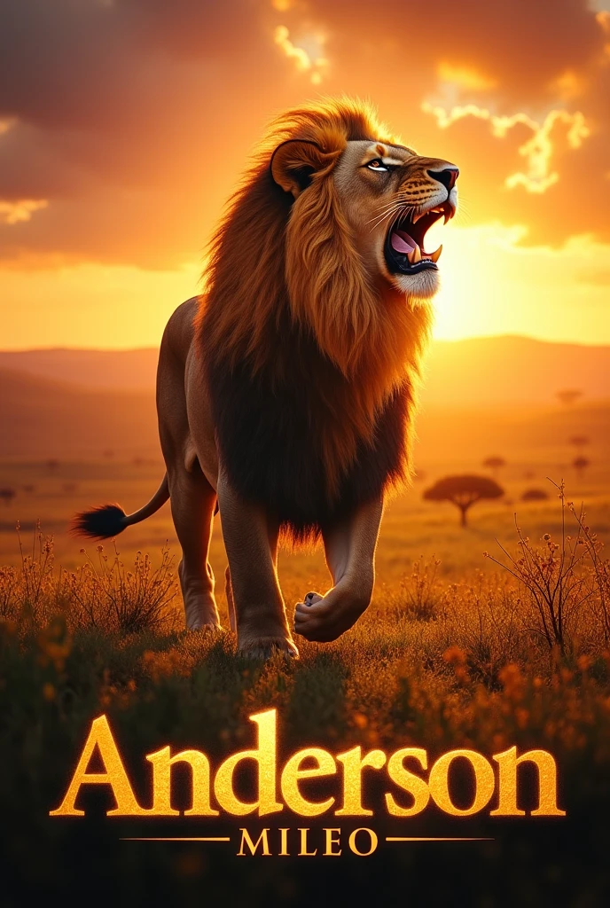 Create a picture of the Lion of Judah, and put the name Anderson M I L E O in the middle of the photo