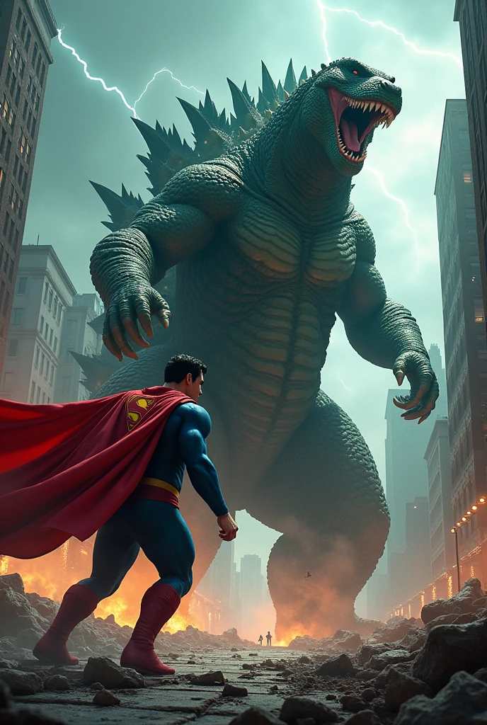 Godzilla Fighting Superman from Dc