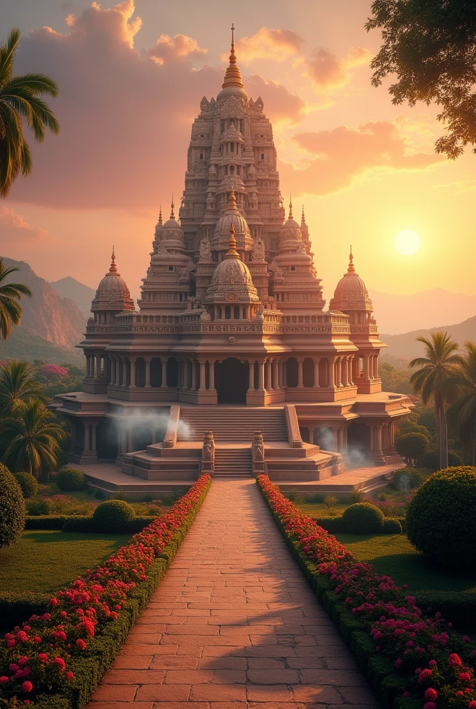 Pentagonal shaped temple, hindu architecture, cosmological right temple, big temple, majestic, wonder of the world