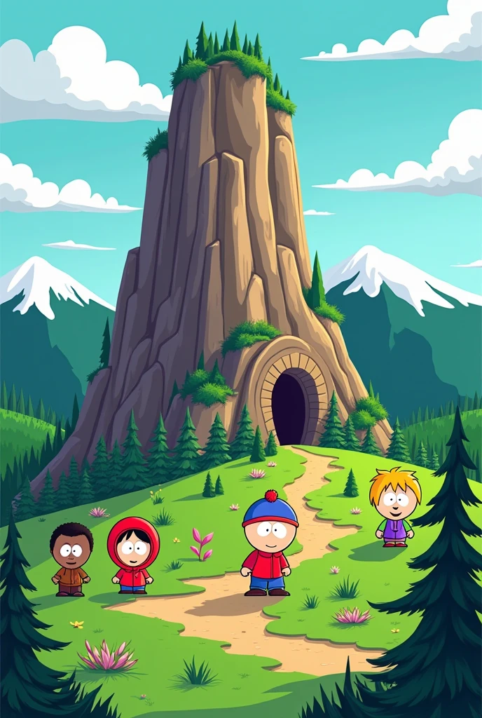 A South Park-style Peña de Bernal that looks a lot like Bernal 
