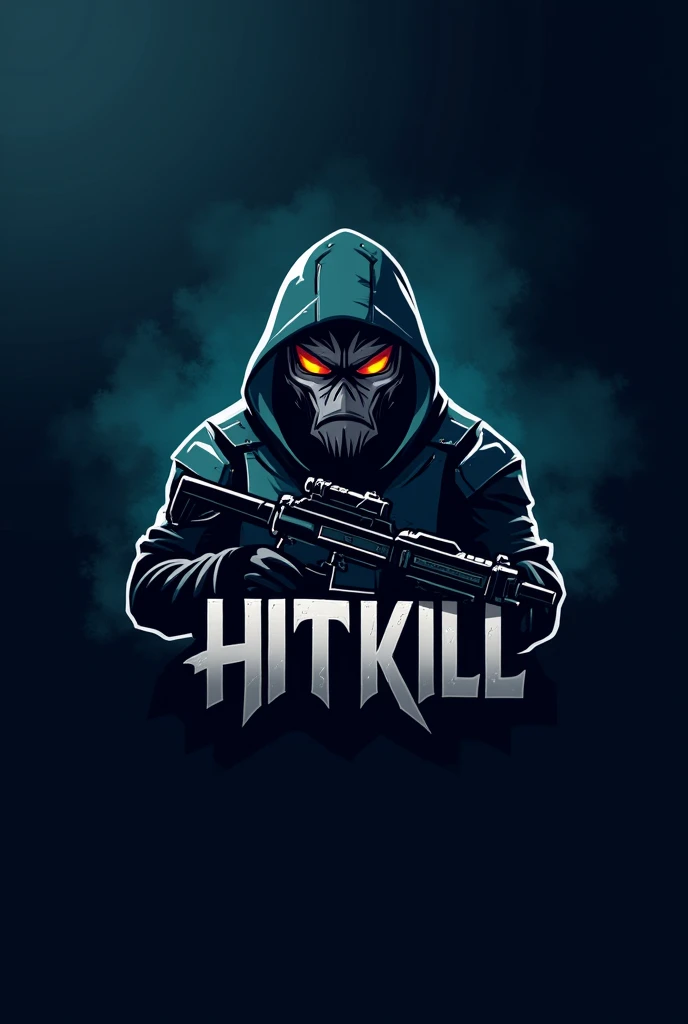 Crie um banner com um mascote de um clã com o nome de hit kill minimalista