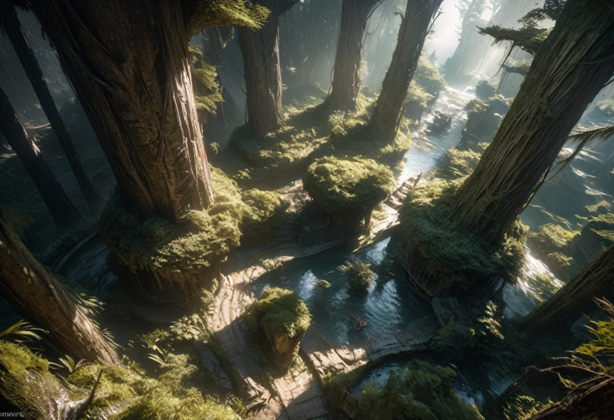 A mysterious and enchanted bamboo forest, 2 fantasy oriental dragons Yin and Yang chasing each other in graceful circles, disturbing the lush canopy, high fantasy landscape viewed from above at an angle, detailed intricate scales, dramatic lighting, vibrant colors, cinematic composition, detailed foliage, volumetric lighting, dramatic shadows, photorealistic, 8k, (best quality,4k,8k,highres,masterpiece:1.2),ultra-detailed,(realistic,photorealistic,photo-realistic:1.37),fantasy,concept art,digital painting