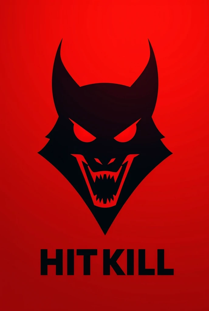 Create a minimalist red banner with a clan mascot named Hit Kill. 