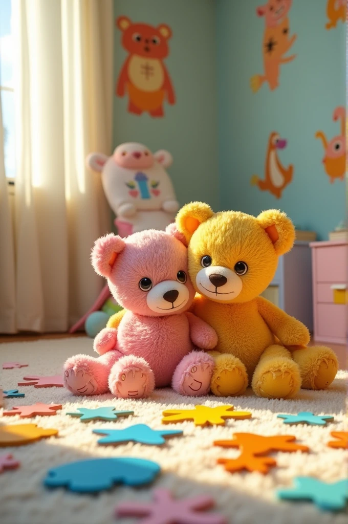 Stuffed bears hug, and puzzles fit, All the toys, they love to sit.