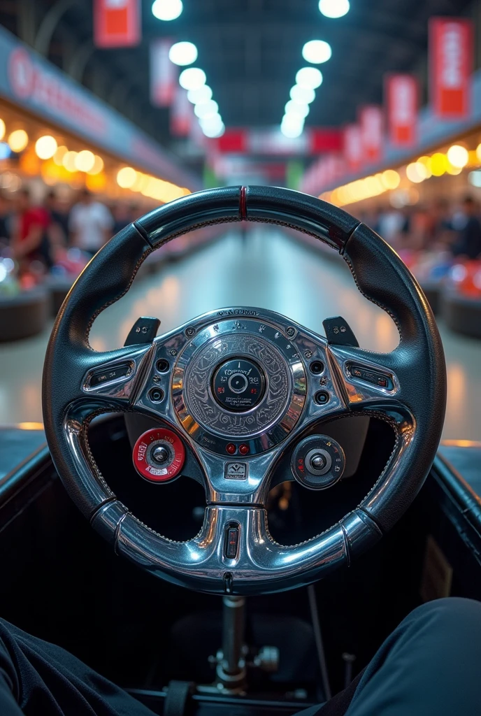 Aluminum kart steering wheel with geometric and abstract internal design