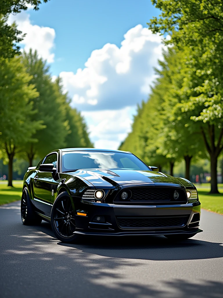 2013 black mustang gt black on black realistic picture summer background high spec image full picture