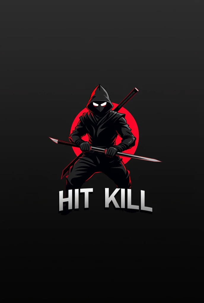Crie um banner com um ninja de mascote de um clã com o nome de hit kill minimalista
