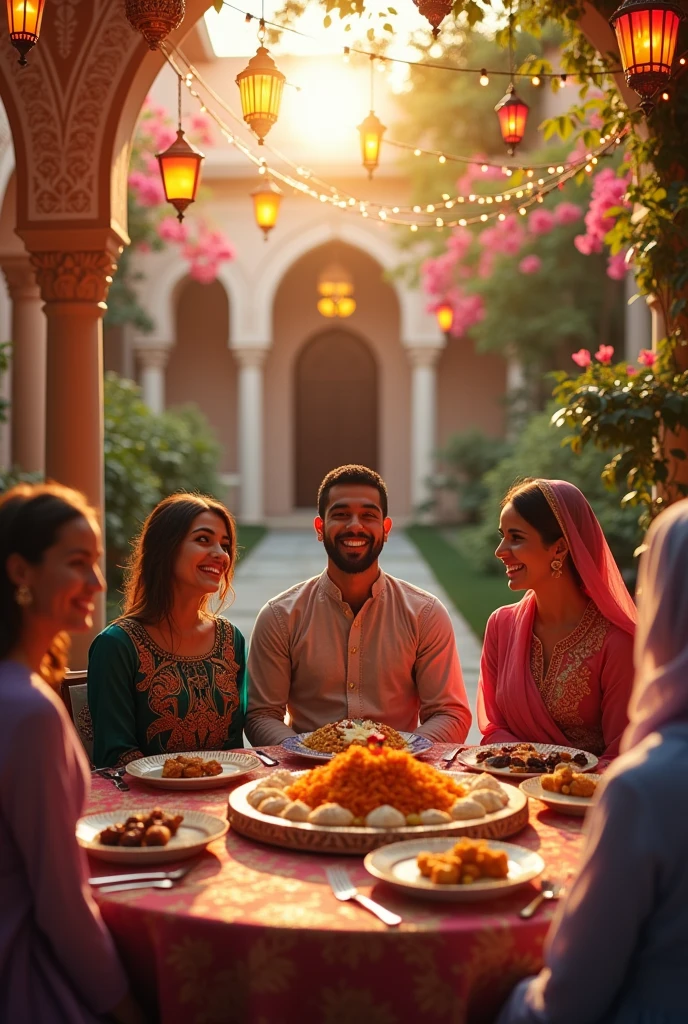 A Muslim young man her Birthday Celebrating with her 4 wife 