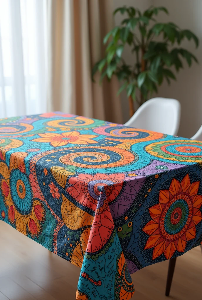 Design a tablecloth pattern with mathematical art




