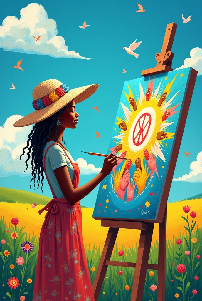 International Peace Poster、The feeling of painting with paint