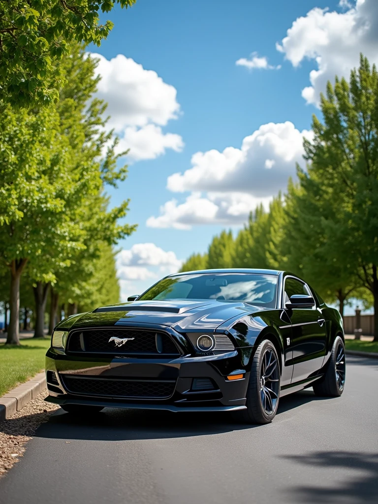 2013 black mustang gt black on black realistic picture summer background high spec image full picture