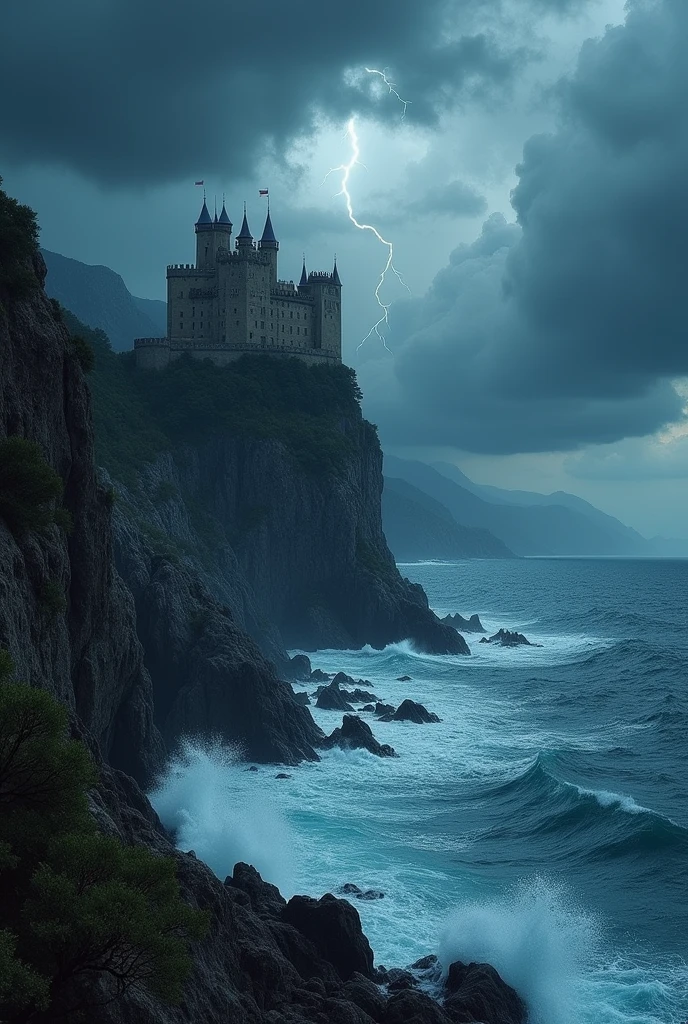 storm on the seashore in crimea swallow&#39;s nest yalta
