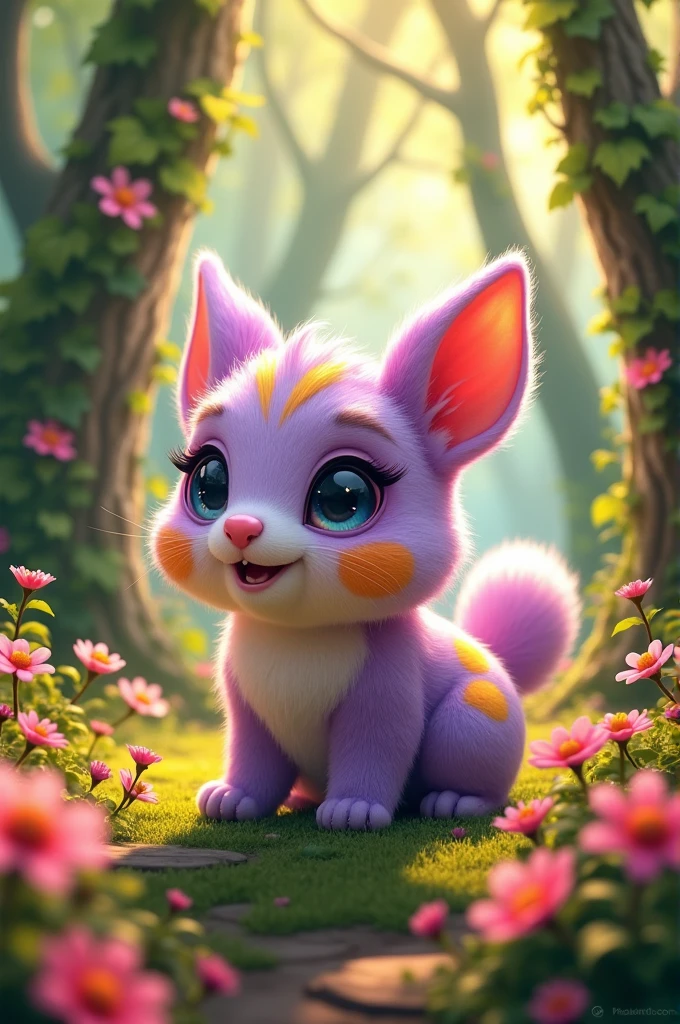 Funny and beautiful and cute creature like D latter bg is beautiful forest 
