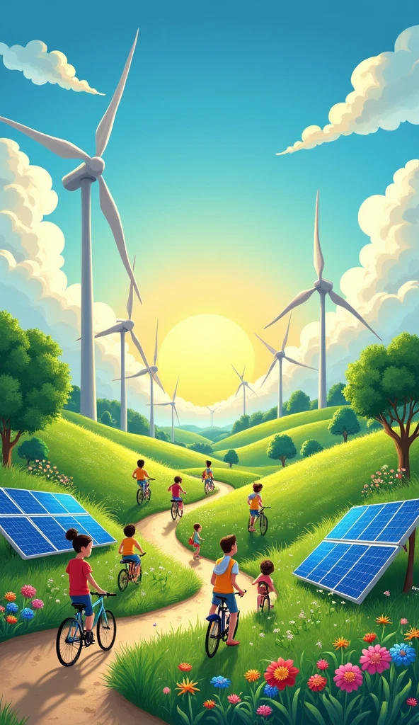 Renewable energy poster, creating a sustainable world  
