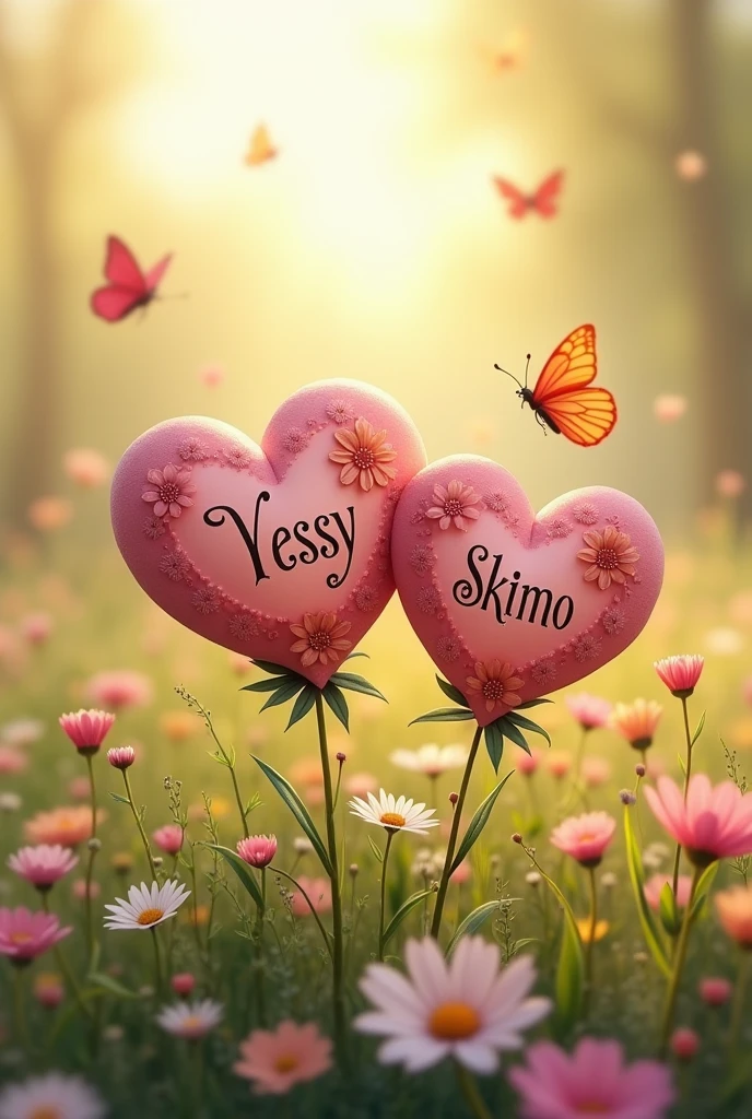 Yessy and Skimo letters engraved in hearts