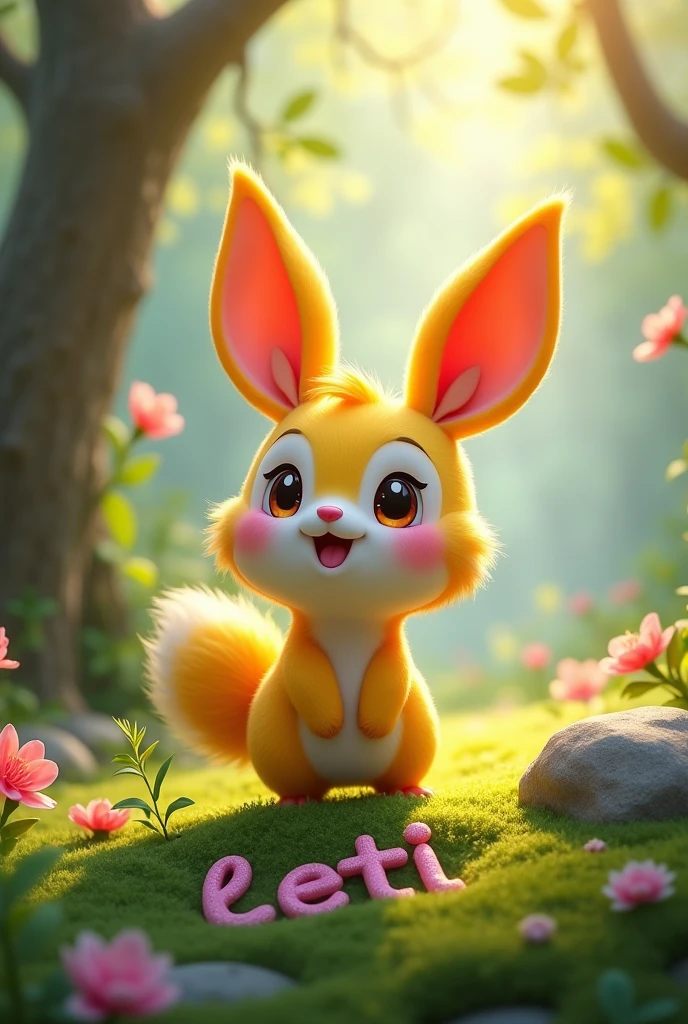 Cute and funny creature like D latter and creature side also write uletti word