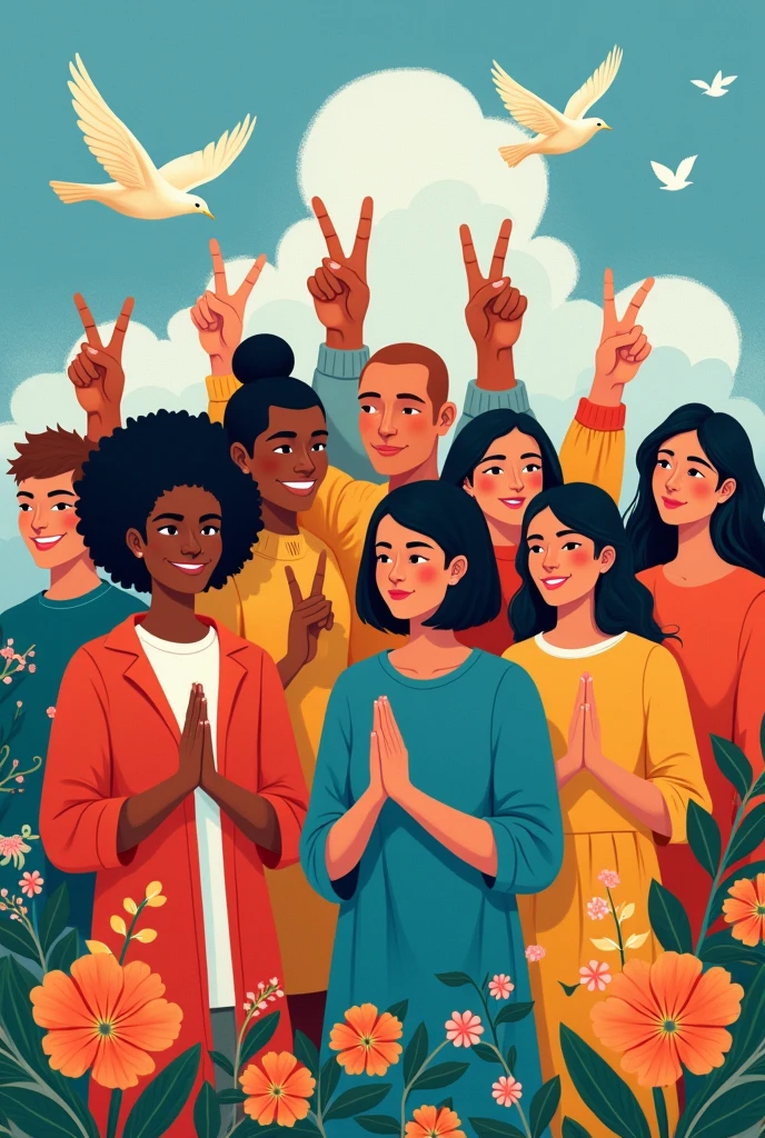 国際peaceポスター、Sign language「peace」