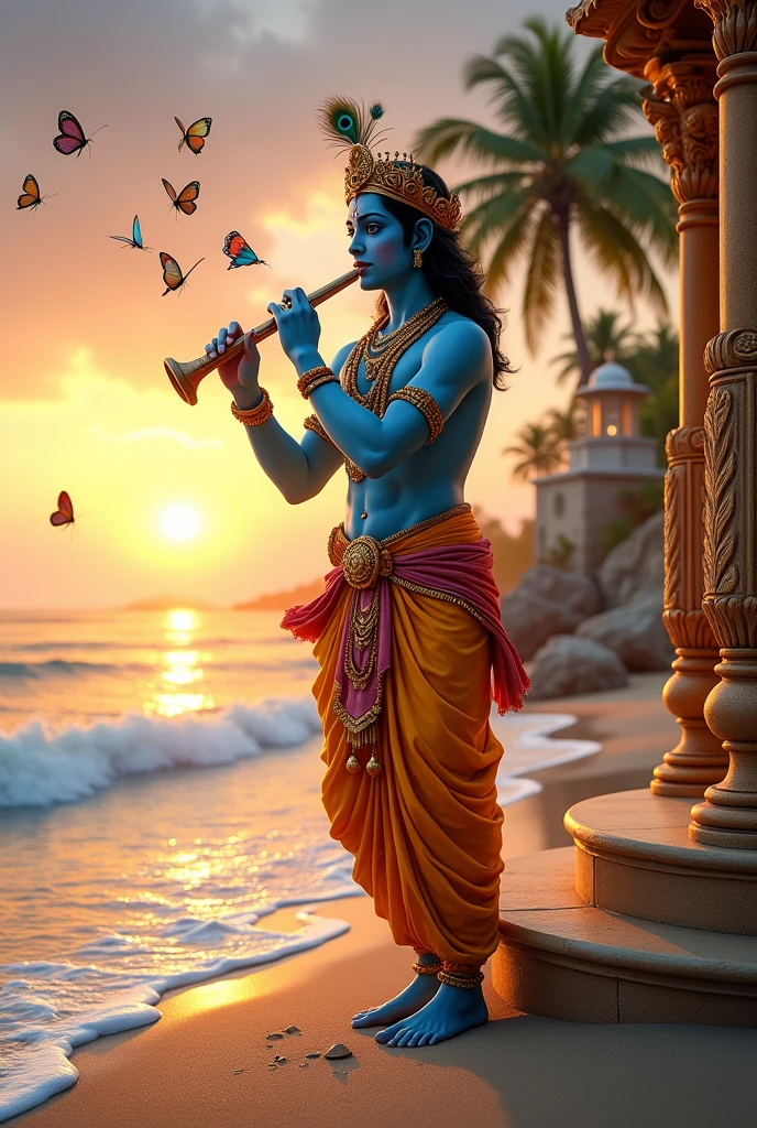 Lord Krishna on beach temple