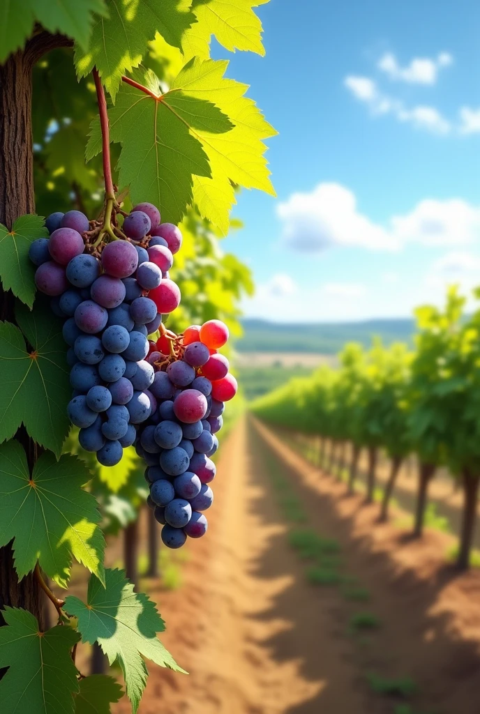 Two bunches of grapes field