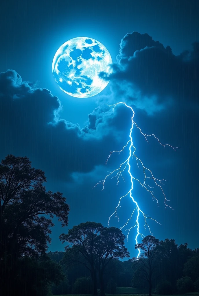 blue moon in dark raging ThunderStrom