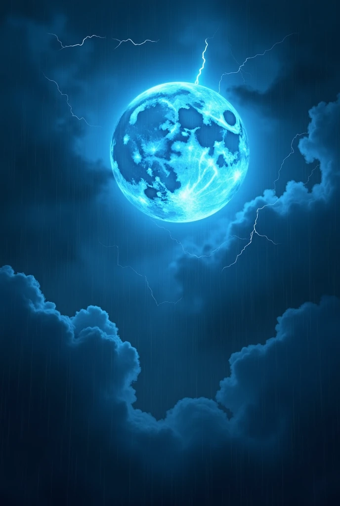 blue moon in dark raging ThunderStrom