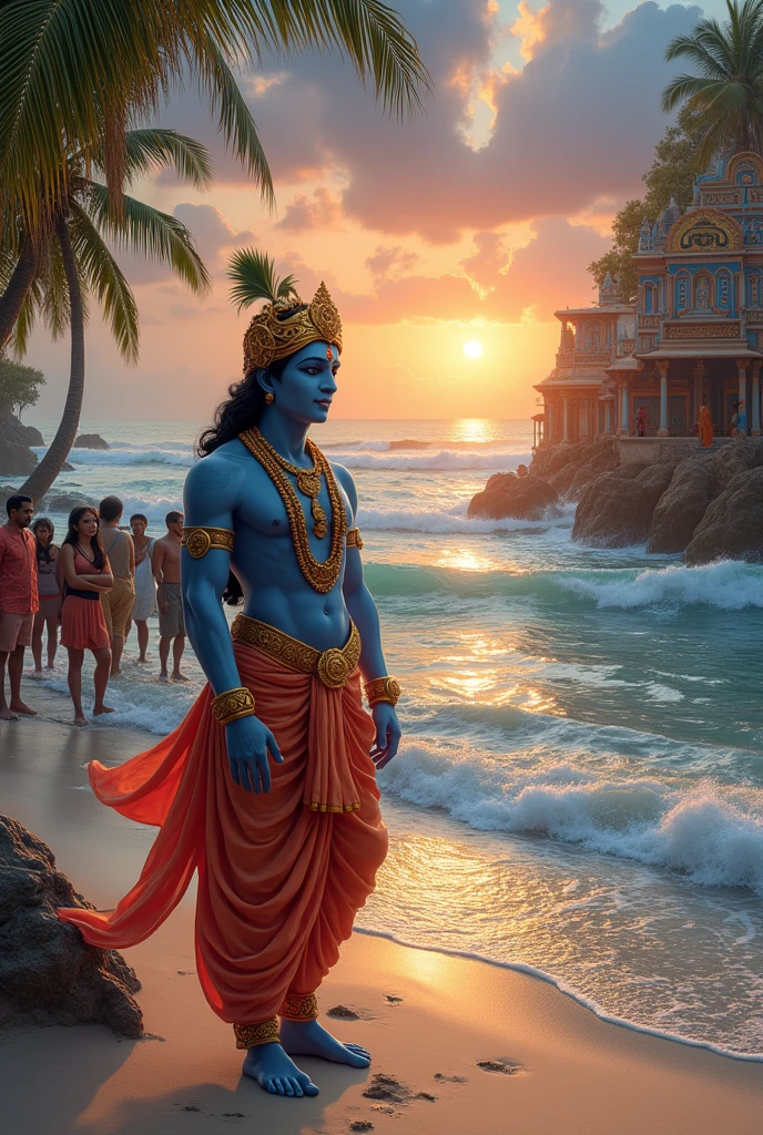 Lord Krishna on beach temple