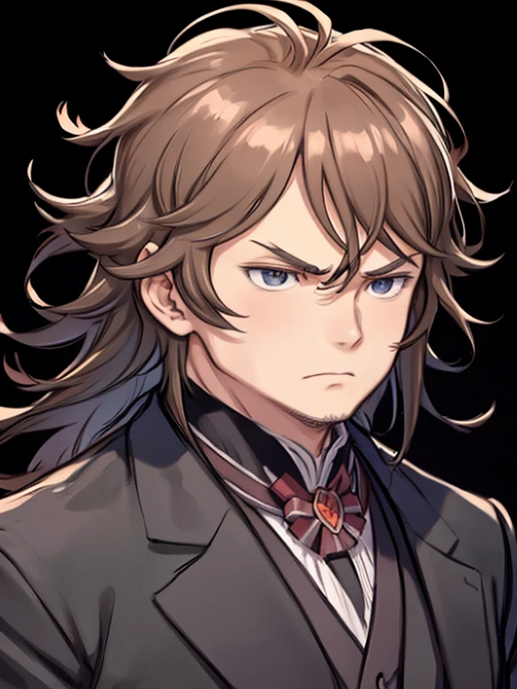 One Man、35-year-old male、Portraiture、Wavy Hair、Ludwig van Beethoven、Ludwig van Beethoven、Angry look、Close your mouth、Upper Body、Dark Background、