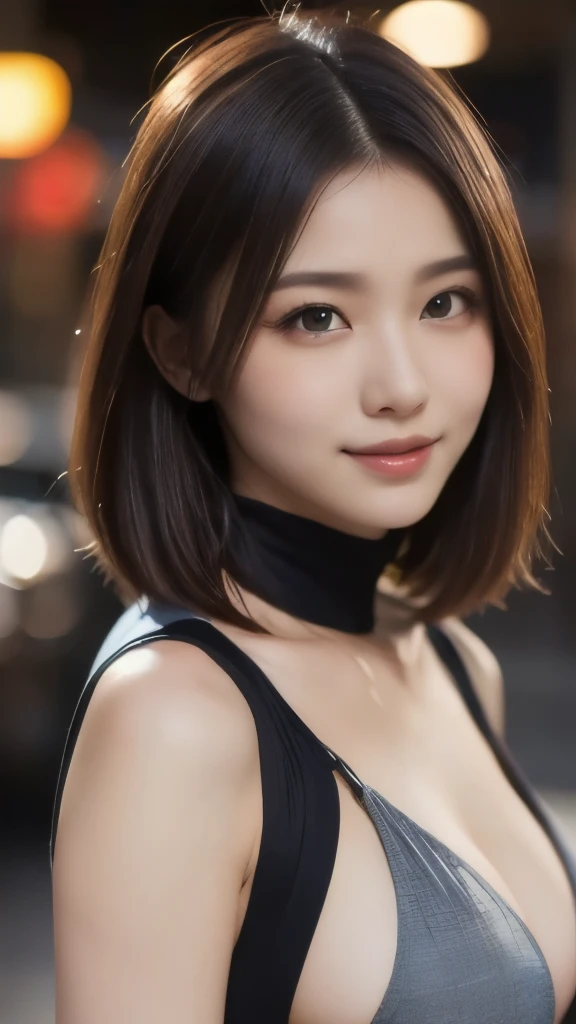8k,Highest quality,(masterpiece:1.2),(Realistic),(Realistic:1.37),Ultra-high resolution,1 female college student,city,smile,Beautiful Eyes,(((leotard))),Big Breasts,Perfect body,Perfect Fingers,Professional Lighting,gravure,Detailed face and skin texture,fine grain,RAW Photos