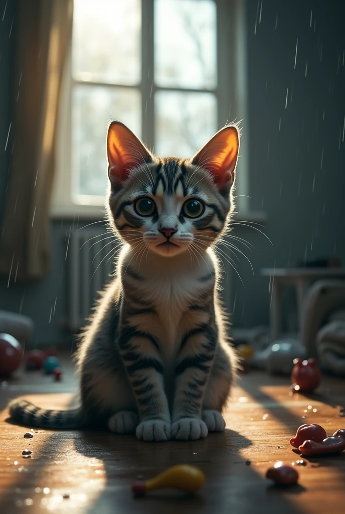 Sad cat crying
