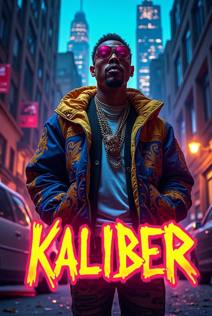 The rapper NLE choppa with the word kaliber below it