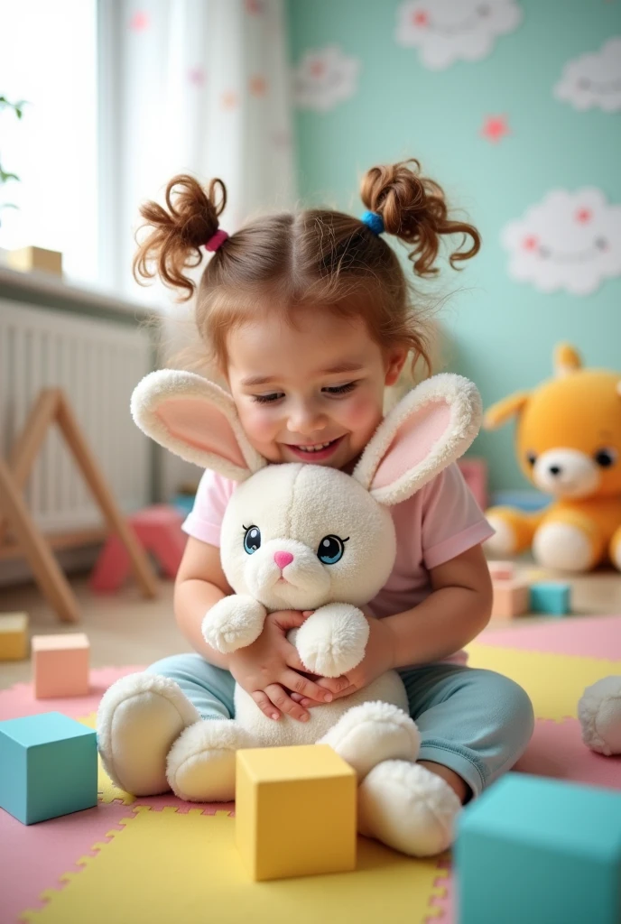 girl playing with baby toy