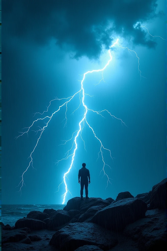 thuderstorm with many blue lighting