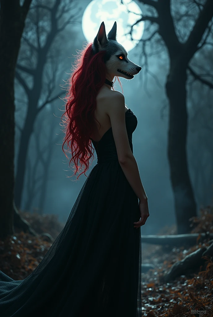 Vampire wolf hybrid, curvy with deep red hair