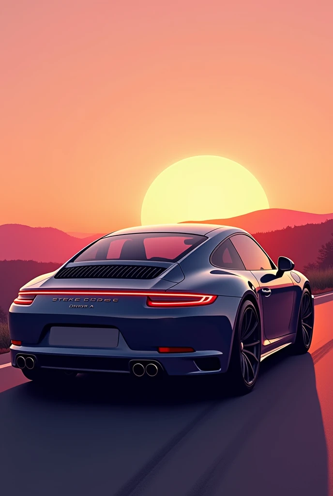 Believe me, imagine a car from the back, Porsche style., make it easy for a drawing