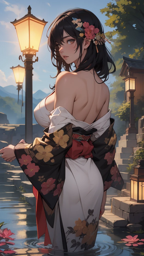 1female，36 years old，Huge breasts， 独奏， Spanish bullfighter， Head flower，Red cyberpunk style，coniferous forest，  She has long flowing hair， Bare genitalia， standing on your feet，Bigchest，Wet straight hair，Sweat profusely，drenched all over the body，frontage， hair straight， mostly cloudy sky，（（（tmasterpiece），（Very detailed CG unity 8K wallpaper），best qualtiy，cinmatic lighting，detailed back ground，beatiful detailed eyes，Bright pupils，（Very fine and beautiful），（Beautiful and detailed eye description），ultra - detailed，tmasterpiece，）），facing at camera，A high resolution，ultra - detailed），Beautiful legs and buttocks，Very long hair，legs are open，Emotive expressions，Smile，Open-mouthed，Flushed complexion，Chest sagging，nakeness， Bulge，Expose the genitals，revealing breasts，Camel toes，with no underpants，extremely large bosom，Extremely colorful，Most detailed，fully body photo，The face is well lit