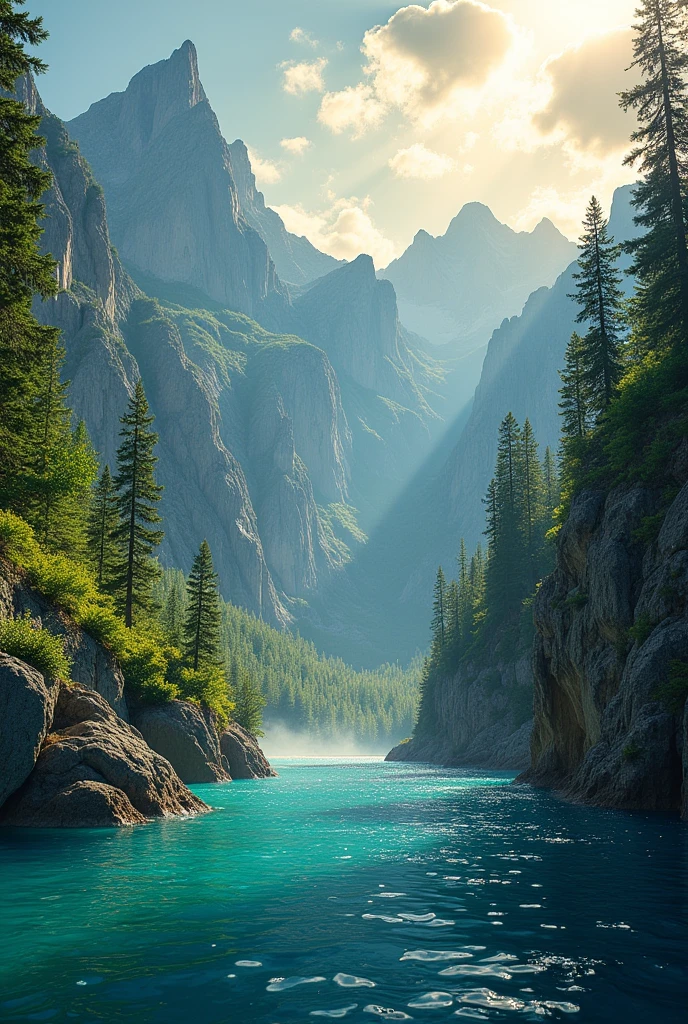The earth emerges from the water, mountains and valleys are formed mountains and valleys, and immediately the cypress and pine trees sprouted.