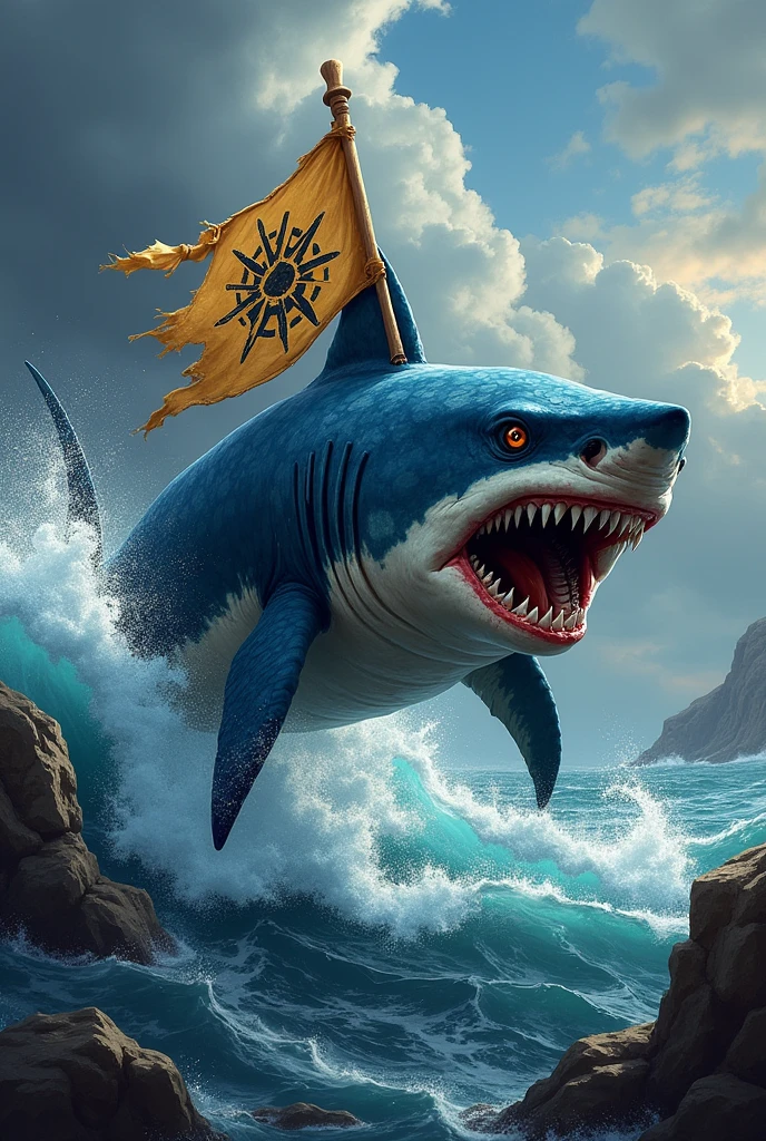 Create 1 shark design for 1 pirate crew in a game