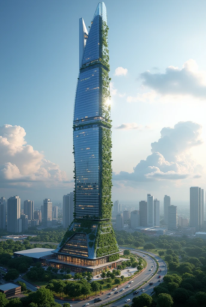 Draw a new design of a modern building but one that is the tallest in the world