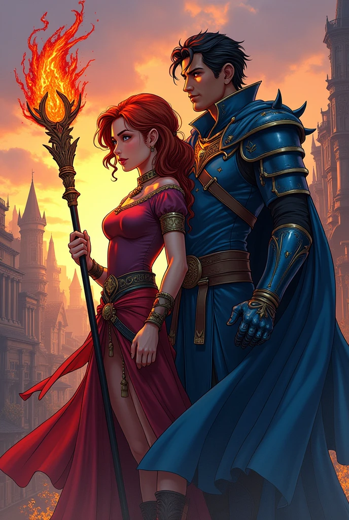 Create a book cover that tells the story of two friends who come together to protect the city where they live from evil beings called Eteneos.