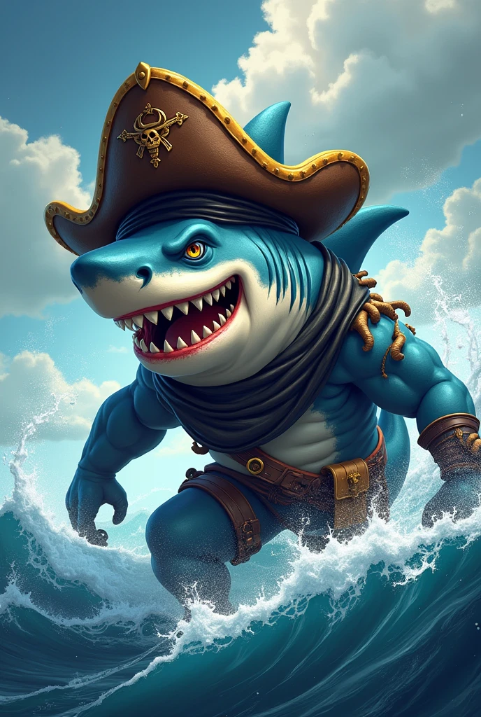 Create 1 shark design for 1 pirate crew in a Roblox game