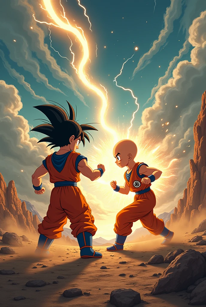 Goku fighting Saitama and Goku wins
