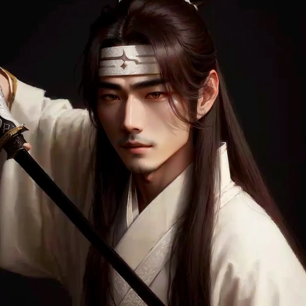 arafed man in a white robe holding a sword and a sword, inspired by Wu Daozi, cai xukun, wuxia, inspired by Zhang Han, inspired by Guan Daosheng, full body wuxia, flowing hair and long robes, beautiful androgynous prince, white hanfu, heise jinyao, yan, inspired by Hong Ren
