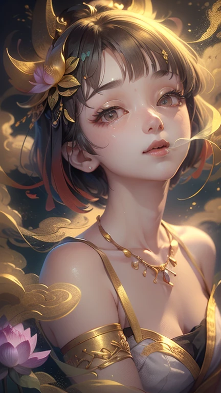 Fantasy,8k,非常に精細なCGユニットのwallpaper, masterpiece,High resolution,Highest quality,Highest quality real texture skin,,Increase the resolution,RAW Photos,Highest quality,Very detailed,wallpaper,Cinema Lighting,Ray Tracing,Golden Ratio, Very colorful,Colorful otherworldly extremely, cute anime face, (((Flat Chest))), (Flat Chest:1.1),((((Short Bob Hair)))),Complex eyes,beautiful detailed eyes,Symmetrical eyes,(((Details face))),beautiful detailed lips, Young Face,Short stature,Pretty face, (((Embarrassing))),(絶頂を迎え空をlook up),(My heart is pounding with anticipation.)、Mesh Camisole,(very noble ,, godliness,Three thousand worlds,infinite happiness,joy,no gravity,milky way,background\(heaven\),in the Thick Fog,(Thick Fog:1.5)\),\(below heaven,look up\),(Thick Fog:1.5),Color is empty,Urgent as a command,Wide-angle lens,Wide composition,Tathagata,Lotus flower in full bloom,5th Dimension,下からlook up,whole body,From head to toe