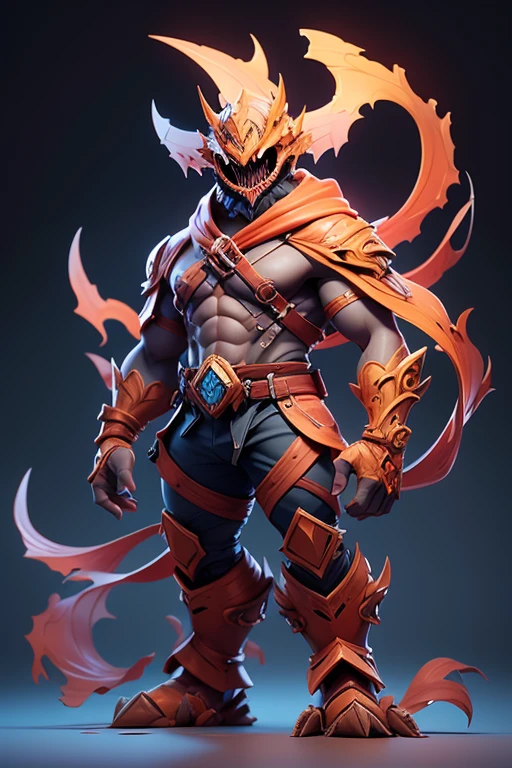 Create an image of a monster scout wearing a cosplay costume., The body is transparent and can be seen through. The image is sharp and detailed., with beautiful colors.. With arms, leg, eyes, mouth, พื้นหลังสีlegว