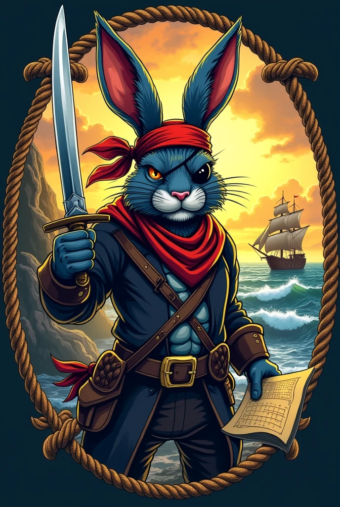 Create 1 pirate rabbit symbol for 1 crew