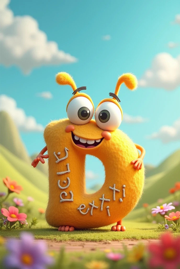 Cute and funny creature like D latter and creature's side also write Duletti word creature some smaller