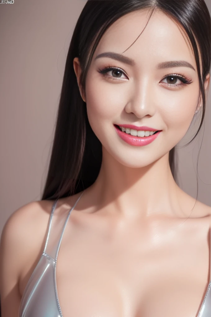 a beautiful stylish female idol, glossy lipstick, smiling face, defined eyebrows, ultra detailed makeup, long eyelashes, full body, sheer latex dress, colorful hair, (best quality,4k,8k,highres,masterpiece:1.2),ultra-detailed,(realistic,photorealistic,photo-realistic:1.37),nsfw,lesbian