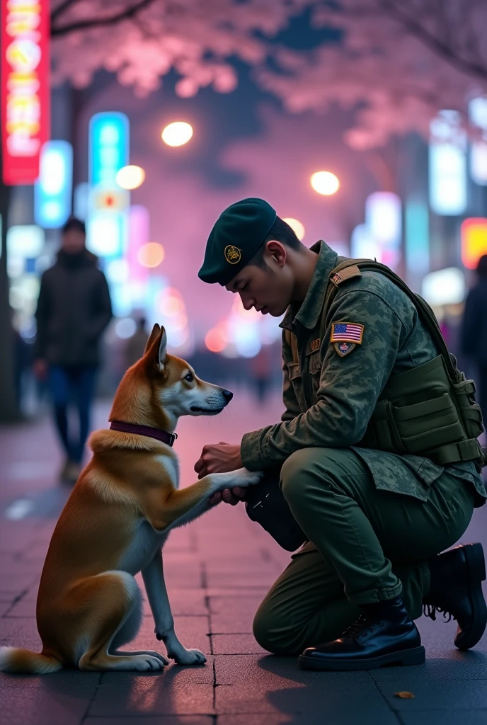 A South Korean soldier taking care of a