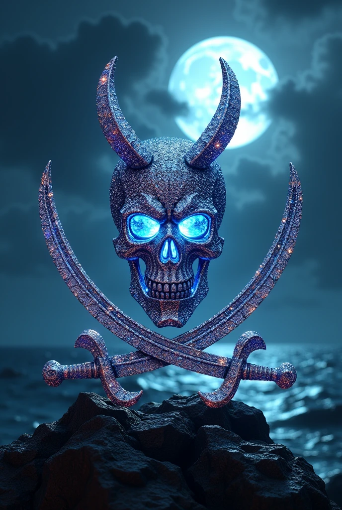 Create 1 diamond symbol for 1 pirate crew, make the skulls and swords out of diamonds.